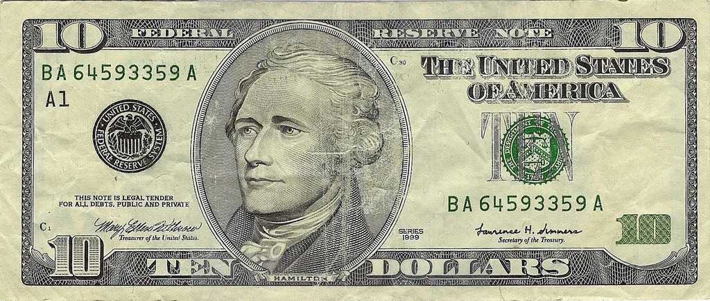 $10 Bill by D.C.Atty CC BY 2.0
